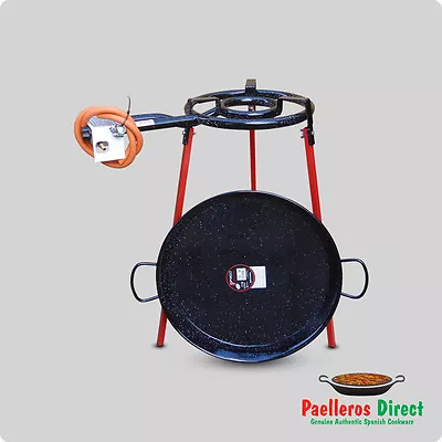 50cm Spanish Enamelled Steel Paella Pan & 35cm Gas Burner Kit / Set - Square Leg • £109.99