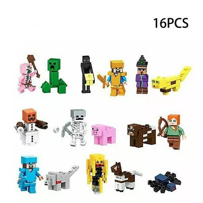 16PCS Figurines Cute Minecraft Steve Creeper PVC Action Figure Toys Cake Topper • $19.68