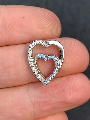 18ct Gold Diamond Double Heart Pendant Cartier 5.2 Grams • £101