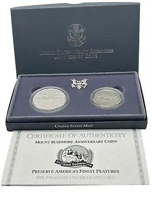 1991 Mount Rushmore Commemorative Two Coin Uncirculated Set • $44