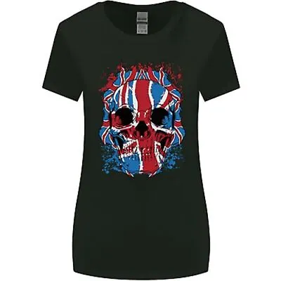 Union Jack Flag Skull Gym MMA Biker Womens Wider Cut T-Shirt • £9.99