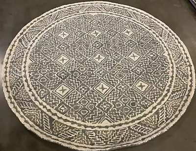 BLUE / IVORY 5' X 5' Round Flaw In Rug Reduced Price 1172666715 MLP803M-5R • $78