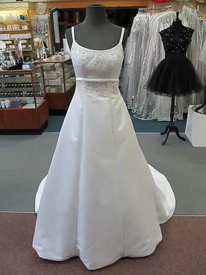 8710 MORI LEE WHITE SATIN Bridal Gown Dress W/TRAIN Size 4 $850-ORIG PRICE • $150