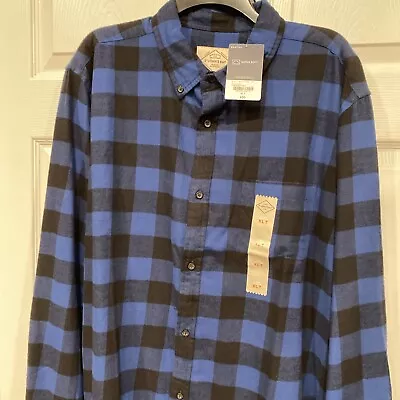 Men’s XLT Flannel Shirt-St John’s Bay-Blue Buffalo Plaid- Long Sleeves NWT • $21.99