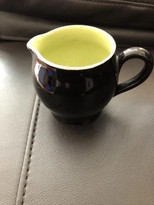 £3.99 • Buy VINTAGE RETRO BLACK GREEN LANGLEY POTTERY JUG 1/4 Pt 8 Cm High