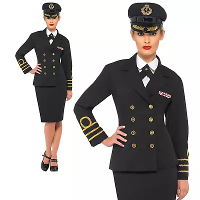 Navy Officer Costume 1940s Sailor Uniform Womens Ladies Fancy Dress S-XL • £34.99