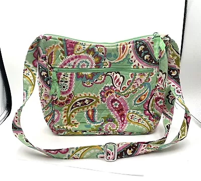 Vera Bradley Shoulder Bag Paisley ‘Tutti Frutti’  Pink Green Zipper & Pockets • $16.49