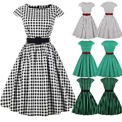 £20.39 • Buy Womens Polka Dot Vintage 1950s Rockabilly Evening Party Housewife Swing Dress UK