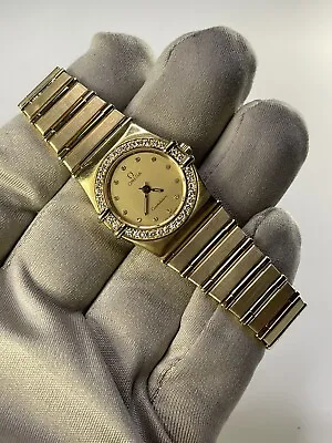 Omega Constellation Manhattan 18K Yellow Gold Ladies Factory Diamonds 895.1076 • $3750