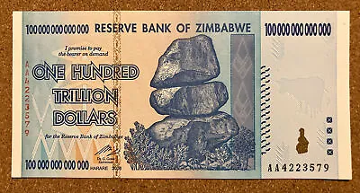 Zimbabwe 100 Trillion Dollar Banknote. • £139.99