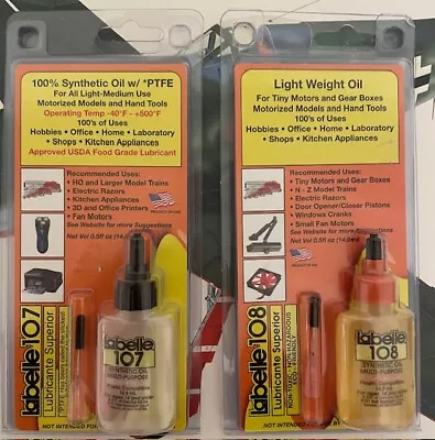 Labelle Lubricants 107 & 108 Synthetic Oil W/PTFE & Light Weight Oil - Set • $19.94