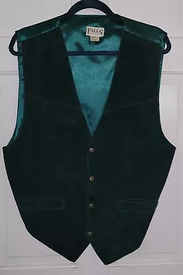 FALLS CREEK Emerald Forest Green Suede Snap Front Western Look Vest. Mens L • $29.99
