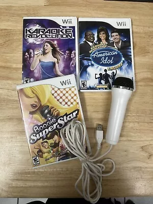 Lot Of 3 Nintendo Wii Games With Microphone Boogie American Idol Karaoke Revolut • $19.99