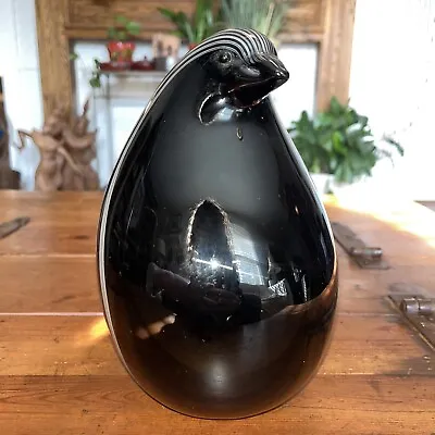 Mid Century Glass Blown Black White Penguin Livio Seguso Murano Glass • $125