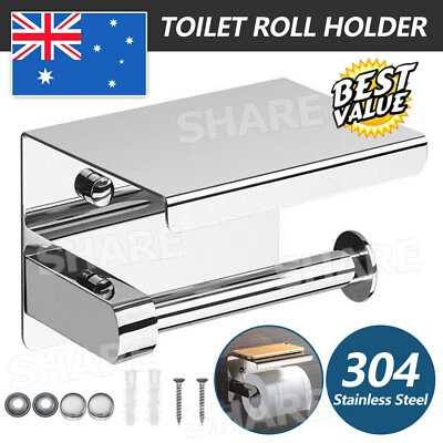 $15.95 • Buy 304 Stainless Steel Toilet Paper Roll Holder Tissue Bath Wall Storage Hooks NEW