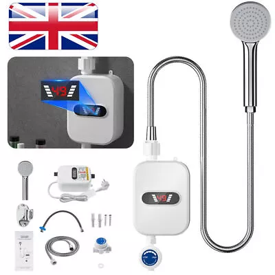 Electric Tankless Instant Hot Water Heater 3500W Under Sink Tap Bathroom Kitchen • £26.99