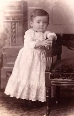 Cabinet Card Photo Precious Toddler Child W Eyelet Dress & Chair Hamilton OH • $5.95