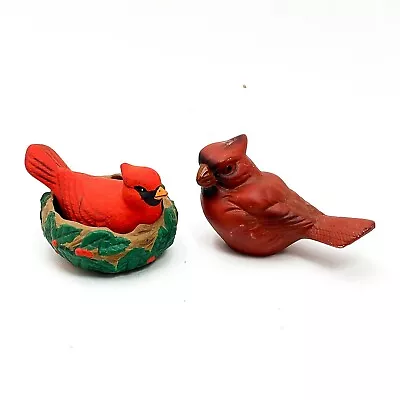 Red Cardinal Figurine Lot Ceramic Bisque Nesting Small Bird • $12.99