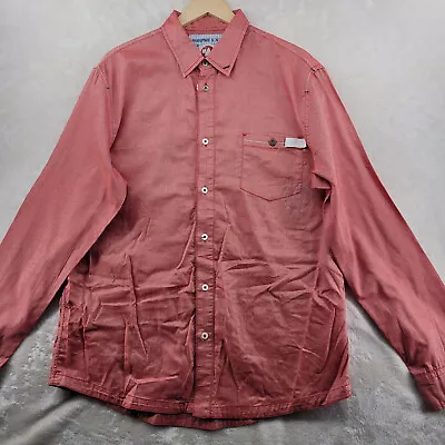 Murphy & NYE Men Size XL Sun Red Cotton Long Sleeve Casual Shirt • $24.99