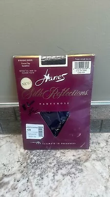 Vintage Hanes Silk Reflections Evening Sheer Control Top Pantyhose 714 CD Navy • $7.99