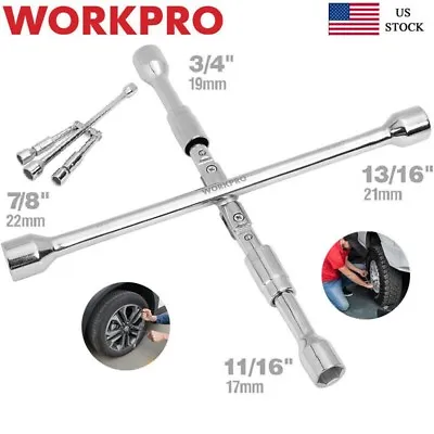 WORKPRO 14-inch Folding Lug Wrench Iron Compact 4-Way Cross Wheel Brace Wrench • $25.99