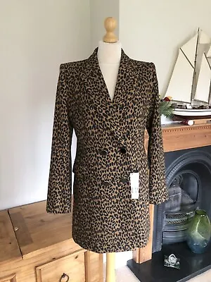 $60.93 • Buy Zara Leopard Animal Print Double Breasted Frock Coat Long Blazer XS UK8 # G50
