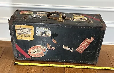 Antique Luggage Trunk Chest Wardrobe Steamer W/ Conard Hotel Luna Decals (READ) • $99.99