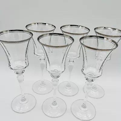 Mikasa Jamestown Platinum Trim Wine Glasses 8 3/4” Set Of 6 • $62.95