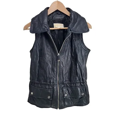Michael Michael Kors Leather Zip Up Vest Women's Size S Black • $59.99