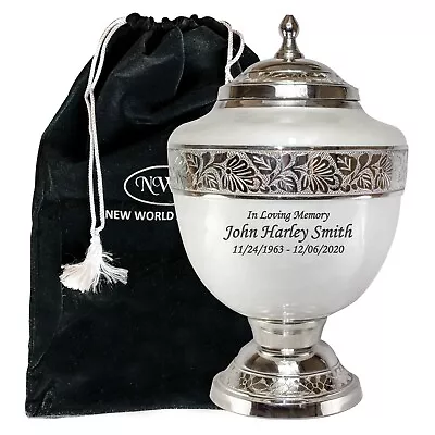 White Adult Funeral Cremation Urn With Keepsake Personalized Urn For Human Ashe • $89.99