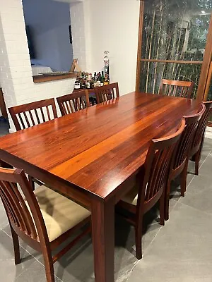 Dining Table Solid Jarrah With 8 Matching Chairs. 2100 X 1050 X 785h.Aussie Made • $1400