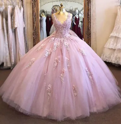 $149.99 • Buy Light Pink Quinceanera Dress Lace Applique Sweet 16 Pageant Gowns Sleeveless