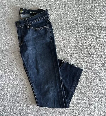 7 For All Mankind Jeans Women’s 28 Slim Cigarette Distressed Dark Wash Low Rise • $22