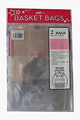 £2.90 • Buy  2 X LARGE Cellophane Hamper Gift Bags -Clear Cello Basket Wrap-Inc Instructions
