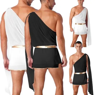 Men Mr. Toga One Shoulder Ancient Greek Costume Halloween Cosplay Fancy Dress Up • $13.09