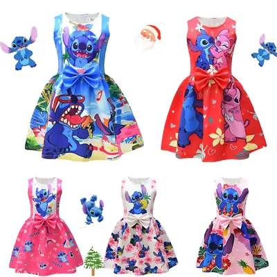 Girls Lilo And Stitch Costume Skirt Princess Party Fancy Dress Skater Dress UK • £11.49