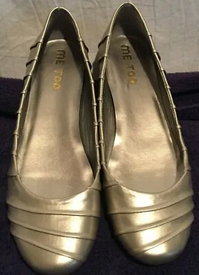 Me Too Naomi Silver Gold Wedge Loafers Skimmers Shoes Ballet Flats Size 9.5 • $18.95