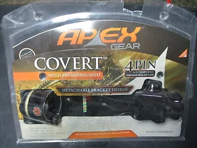 Apex Gear Covert 4-Pin Multi-Pin Moving LH/RH Archery Bow Sight - Matte Black BN • $102.91