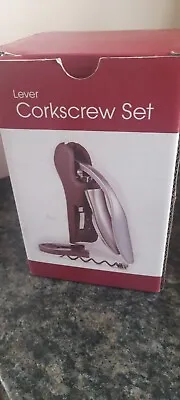 £5.50 • Buy Lever Corkscrew Set With Foil Cutter & Extra Spiral Screw - New - In Box