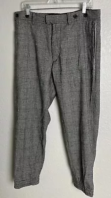 Diesel Houndstooth Pants Tweed Wool Blend Button Fly  Elastic Ankle Leg 32/29 • $29