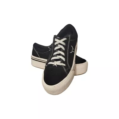 Rare Windsor Smith  Shady  Platform Sneakers Women 10 Black Bull Charm Accent • $70