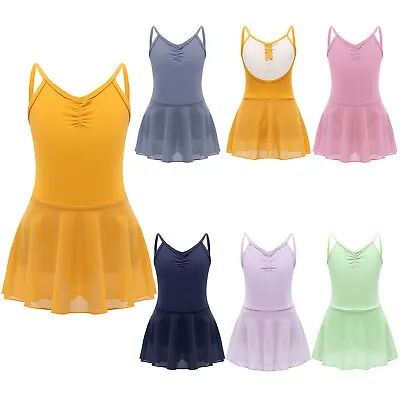 UK Kids Girls Lyrical Ballet Dance Dress Gymnastic Chiffon Leotard Dance Dresses • £5.54