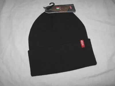 BNWT  LEVIS   Knitted Cuff Beanie Hat  Black  Made In Italy • £14.29