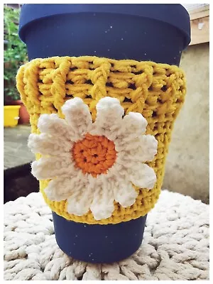 £5.90 • Buy COTTON Cup Cosy Sleeve Daisy Mug Cozy Handmade Crochet Travel Mug COSY, Cosies 