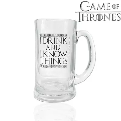 Official Game Of Thrones I Drink And I Know Things Stein Cup Glass Beer Mug GoT • £9.98