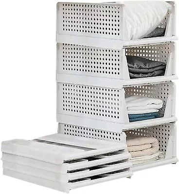 Stackable Shelf Baskets Bedroom Fold Pull Out Drawer Dividers For ClothesToys • £6.94