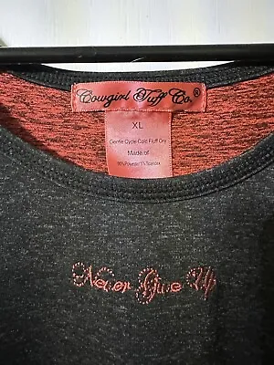 Cowgirl Tuff Co. Sleeveless Tank Shirt  Never Give Up  Size XL Black/Rust • $9.99