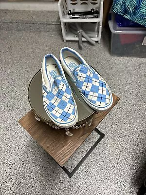 Vans Off The Wall Blue And White Checkered Slip On Mens Size 5 • $12