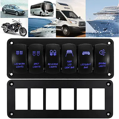 6-Gang Boat Marine Switch Panel Metal Holder Dash Board LED Rocker Blank Switch • $9.95