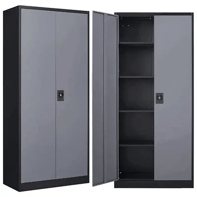 Metal Cabinet With Door Storage Cabinet Garage Cabinet With 5 Adjustable Shelves • $169.99